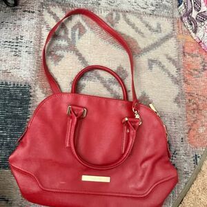 Ivanka Trump Red Satchel Handbag leather exterior